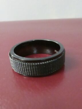 Black Textured Men's Ring - Sleek Everyday Band Stainless Steel
